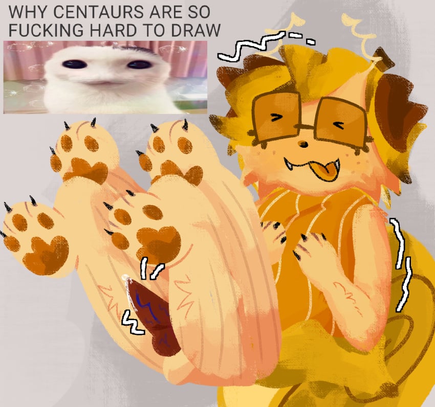 4_legs anthro artist_request banana canid canine canine_penis english_text futanari glasses half_naked knot laying_down penis precum regretevator roblox roblox_game robloxian shirt_only simple_background snail solo source_request split_(regretevator) tagme tongue_out