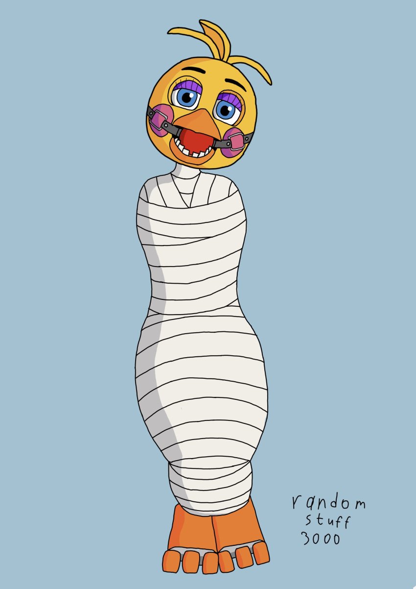 ball_gag bondage five_nights_at_freddy's fnaf gag mummification mummy toy_chica_(fnaf)