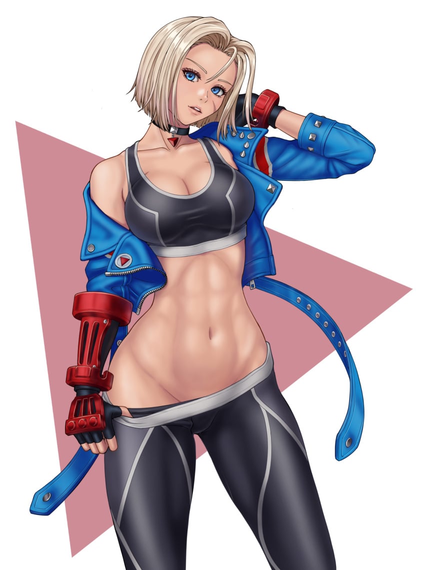 1girls 2024 abs absurd_res ahoge athletic athletic_female belt big_breasts blonde_hair blue_eyes breasts cammy_white capcom choker cleavage cropped_jacket fingerless_gloves gloves hi_res hourglass_figure jacket kyouji44288608 looking_at_viewer midriff multicolored_background navel no_panties nonude pants_pull parted_lips scar short_hair solo sports_bra standing street_fighter street_fighter_6 tagme teasing toned toned_female wide_hips yoga_pants