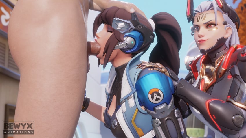 1boy 2girls bewyx blowjob captain_lacroix corruption deepthroat head_grab image mercy mirrorwatch overwatch overwatch_2 penis poster scouter tagme talon tinted_eyewear vengeance_mercy visor widowmaker