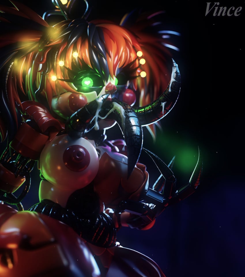 3d baby_(fnafsl) big_breasts circus_baby circus_baby_(fnaf) cosmic_trance cum cum_in_mouth female female_only five_nights_at_freddy's heart-shaped_pupils scrap_baby scrap_baby_(cosmic_trance) scrap_baby_(fnaf) semen straight technophilia tongue tongue_out vince