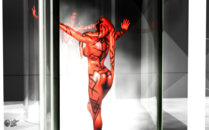 1girls 3d alien ass darth_hell darth_talon dat_ass red_skin shower sith star_wars star_wars:_legacy tattoo twi'lek