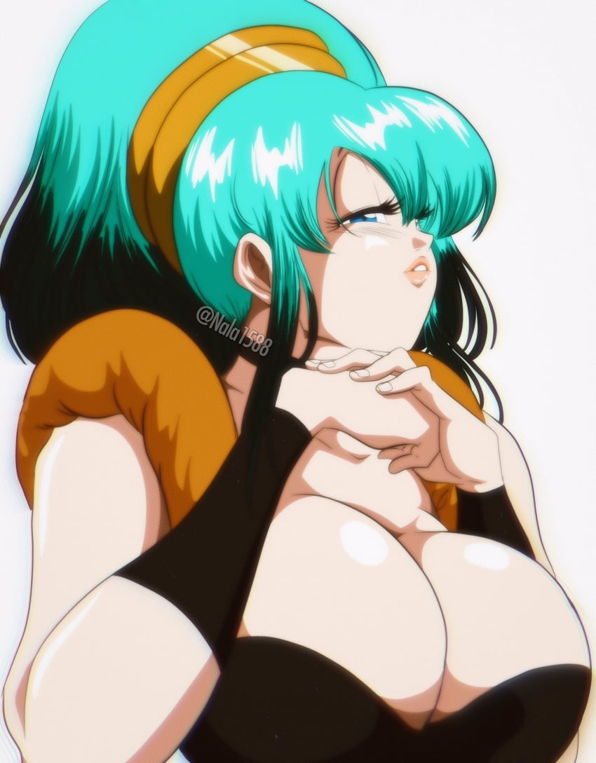 1girls blue_eyes breasts bulchi bulma_briefs chichi dragon_ball female female_only fusion huge_breasts milf nala1588 ponytail shounen_jump solo solo_female two_tone_hair