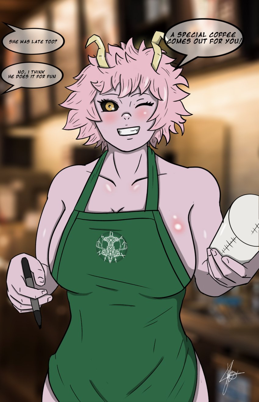 big_breasts heroine iced_latte_with_breast_milk kjonn meme mina_ashido my_hero_academia pink_hair