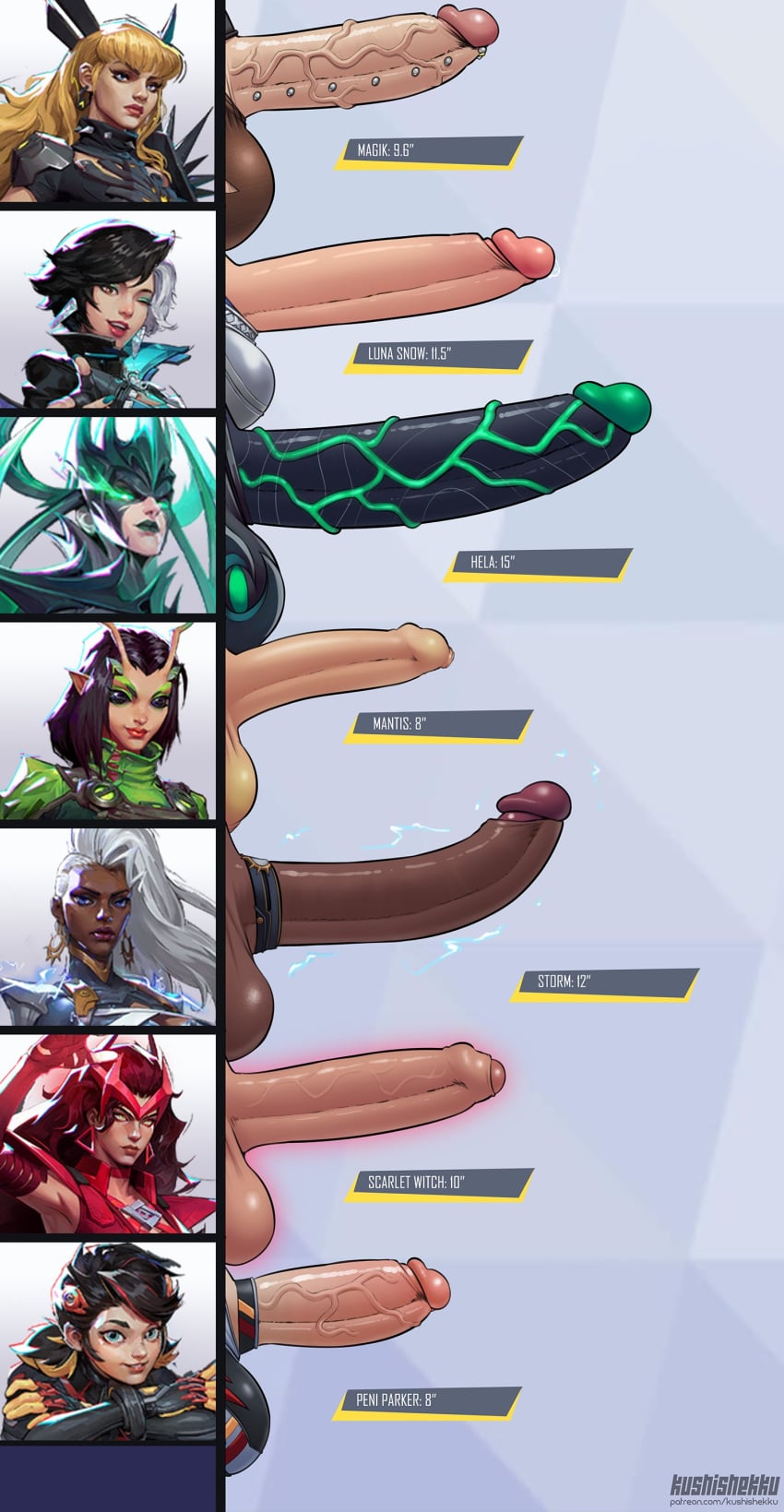 big_balls big_penis chart cock_ring commission foreskin futa_only futanari hela hela_(marvel_rivals) huge_cock huge_penis hung_futa kushishekku luna_snow magik_(marvel_rivals) mantis_(marvel) marvel marvel_rivals measurements medium_penis multiple_futa peni_parker peni_parker_(marvel_rivals) penis penis_chart penis_focus penis_piercing penis_size_chart penis_size_difference piercings scarlet_witch_(marvel_rivals) skinsuit storm_(marvel_rivals) storm_(x-men) text uncensored veiny_penis