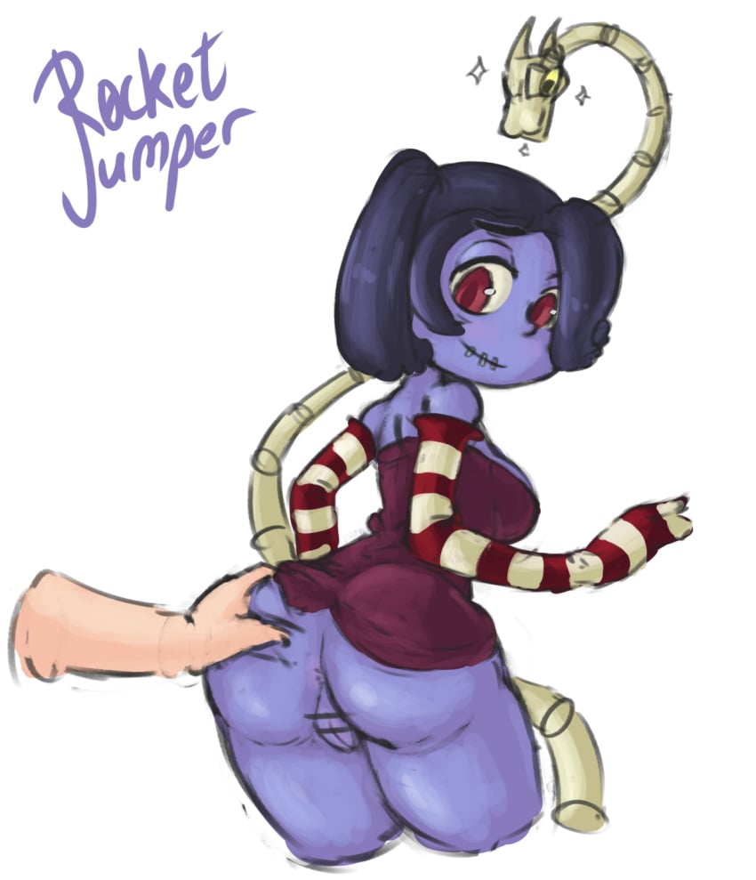 goth leviathan_(skullgirls) pussy r0cketjumper skullgirls spread_anus spread_ass squigly thick_thighs unseen_male_face zombie