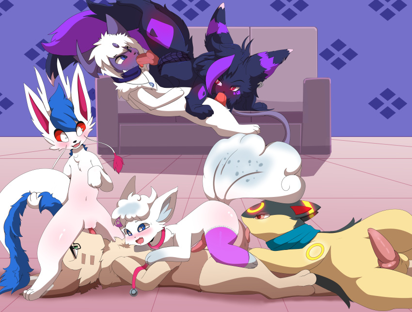 1girls absol absurd_res alolan alolan_vulpix anal anal_sex anthro berr blush clothing ear_piercing eeveelution eyewear female female_penetrated feral furret glasses group group_sex hi_res jewelry knot legwear male male/female male/male male_penetrated male_penetrating male_penetrating_female male_penetrating_male medical_instrument multiple_boys necklace nintendo oral oral_penetration orgy penetration piercing pokemon pokemon_(species) pussy quilava regional_form_(pokémon) sarox scarf scientific_instrument sex stethoscope syngie_(artist) thigh_highs typhlosion umbreon vaporeon vulpix yans_the_furret