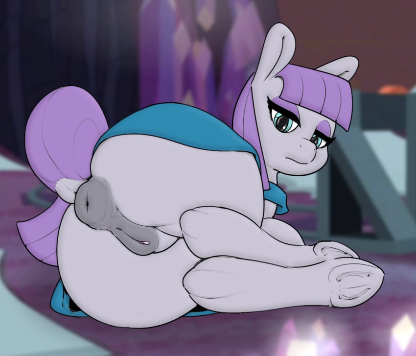 1girls 2018 anus ass blue_eyes earth_pony edit equid equine female feral friendship_is_magic genitals grey_body grispinne hair hasbro hooves horse lying mammal maud_pie_(mlp) my_little_pony on_side pony puffy_anus purple_hair pussy quadruped solo