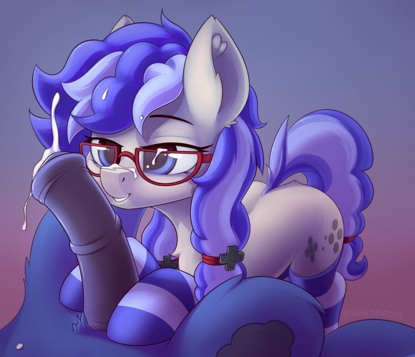 anti1mozg blue_body blue_fur bodily_fluids cinnabyte clothing cum cum_in_hair cum_on_face cum_on_glasses cumshot cutie_mark d4shwill duo ear_tuft earth_pony ejaculation equid equine eyewear fan_character female feral footwear fur genital_fluids genitals glasses gradient_background hair hasbro hi_res horse legwear male male/female mammal moonlight_drop my_little_pony pattern_clothing pattern_footwear pattern_legwear pattern_socks pattern_thigh_highs pattern_thigh_socks penis pony purple_hair simple_background smile socks standing striped_clothing striped_footwear striped_legwear striped_socks striped_thigh_highs striped_thigh_socks stripes teeth thigh_highs thigh_socks tuft white_body white_fur