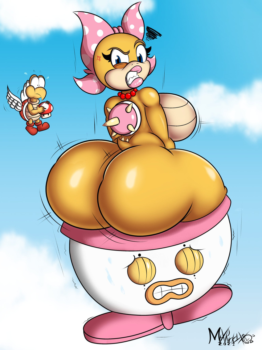 1girls angry anthro ass ass_expansion big_ass big_breasts big_butt big_lips bimbo bubble_butt from_behind hyper_ass koopa koopa_clown_car koopaling koopalings looking_back male mario_(series) mrxrickyx nintendo no_nipples outdoors paratroopa sitting sky super_mario_bros. super_smash_bros. thick_lips wendy_o._koopa wide_hips yellow_skin