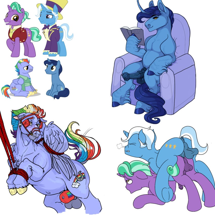 1:1 anal anal_sex ass_up bit_gag blinders bondage book bound bow_hothoof_(mlp) bridle chair chastity_cage chastity_device collaboration cutie_mark equid equine erect_nipples eyewear feral firelight_(mlp) friendship_is_magic furniture furry gag group hasbro hi_res horn jack_pot_(mlp) male male/male mammal my_little_pony night_light_(mlp) nipples pegasus penetration petplay ponyplay registereduser roleplay sitting snowberry sourcherry unicorn wings wings_tied