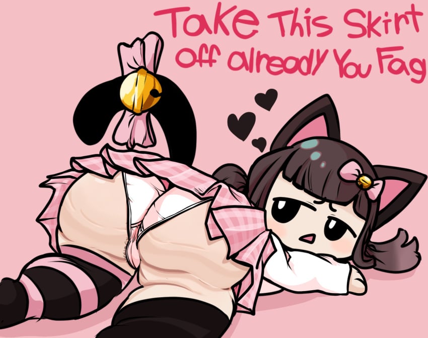 ass begging begging_pose bow cat_ears catgirl clothed fat_ass fully_clothed meowbahh minecraft_youtubers panties riawanaa_(artist) shortstack skirt tail virtual_youtuber