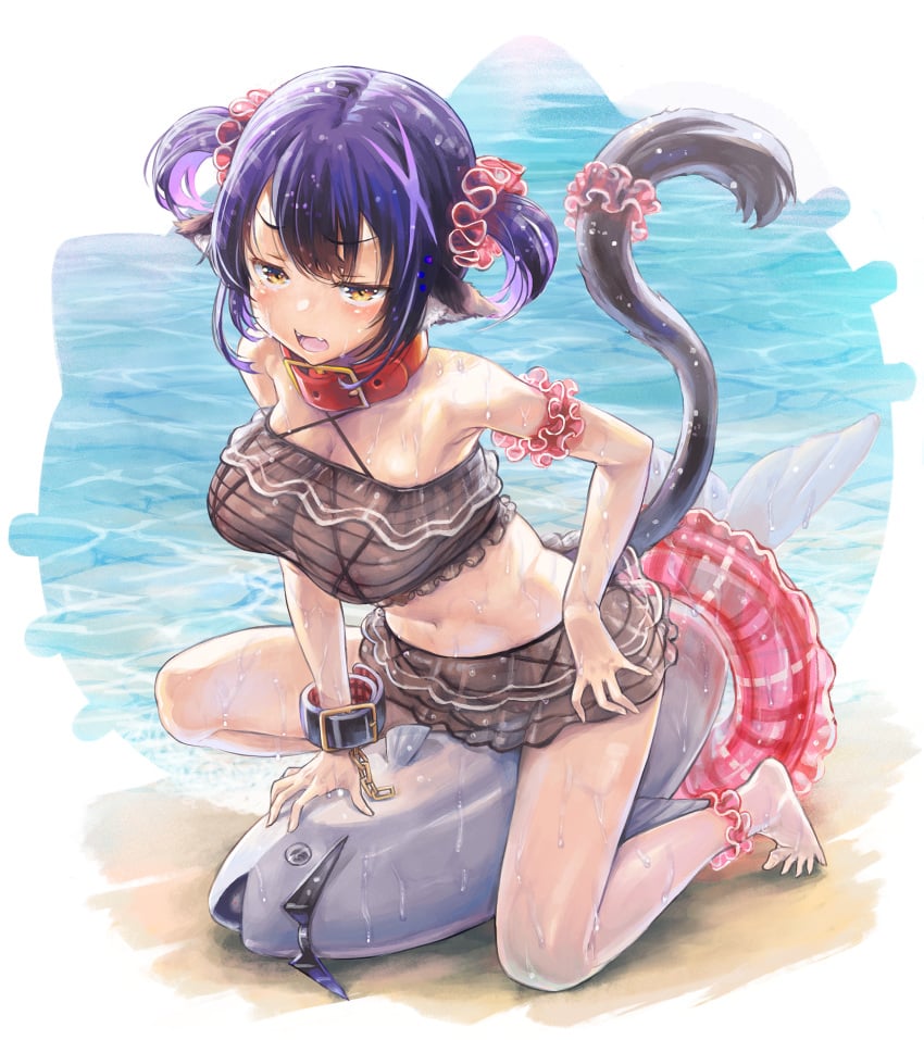 animal_ears kuroike_momimi mimi_ch. nekomimi nipples no_bra nopan ore_p_1gou pussy see_through swimsuits tail wet