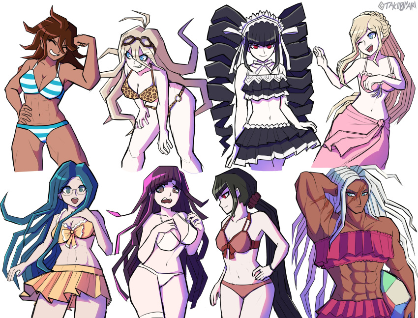 6+girls 8girls black_hair blonde_hair blue_eyes blue_hair brown_hair celestia_ludenberg danganronpa danganronpa_2:_goodbye_despair danganronpa_s:_ultimate_summer_camp danganronpa_v3 dark-skinned_female female_only goth goth_girl gothic_lolita harukawa_maki iruma_miu long_hair looking_at_viewer muscular muscular_female oogami_sakura owari_akane purple_hair red_eyes scars scars_on_arm scars_on_face shirogane_tsumugi short_hair sonia_nevermind straight_hair swimsuit take_your_pick tako0mari tsumiki_mikan white_hair