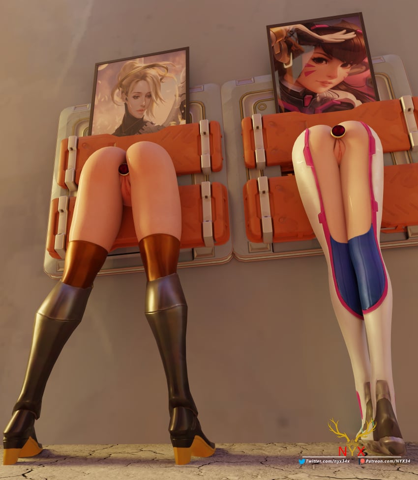 2girls 3d anal armored_boots bondage bound buttplug d.va defeated defeated_heroine dildo dildo_in_ass female female_focus female_only femsub from_behind fuck_meat helpless heroine jewel_buttplug legs_apart legs_together mercy multiple_subs nyx34x overwatch party_wipe picture_(object) picture_on_wall public_use restrained sex_toy shiny_skin solo_female solo_focus stuck_in_wall sub_only submissive_female tagme thin_female thin_legs through_wall