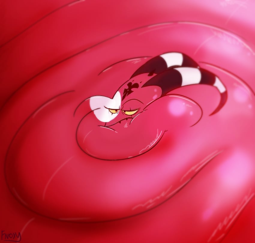 bigger_than_canvas blitzo_(helluva_boss) blob fnoxy helluva_boss humor hyper_fat red_skin yellow_eyes