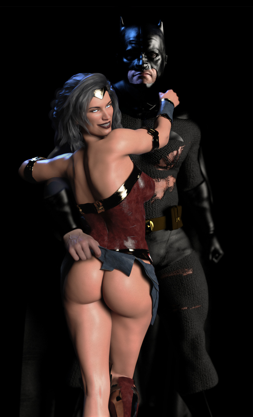 1boy 1boy1girl 1girls 3d ass batman batman_(series) before_sex blue_eyes bruce_wayne clothed dc dc_comics deviantart diana_prince edit female herohedonism legs skirt_lift smile smiling smiling_at_viewer superheroine third-party_edit torn_clothes torn_clothing upskirt winterjoshuar wonder_woman wonder_woman_(series)