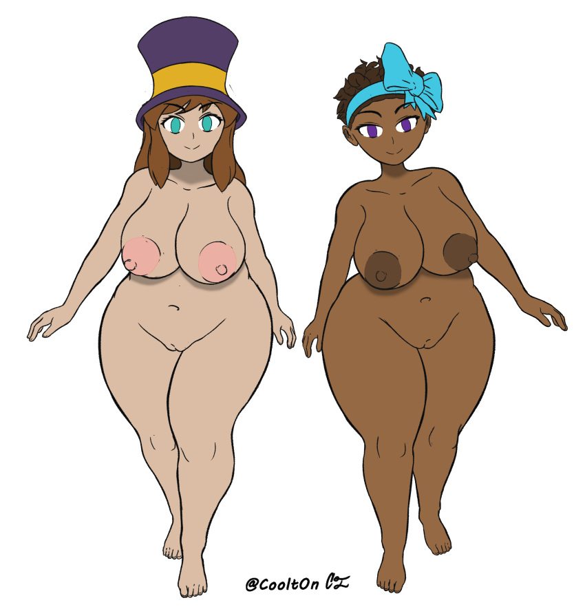 2girls a_hat_in_time aged_up big_breasts bow_adult bow_kid colored completely_nude completely_nude_female coolt0n dark_skin duo edit female female_only full_body hat_adult hat_kid high_resolution highres multiple_girls naked naked_female nude nude_female pale_skin tagme thick_thighs transparent_background