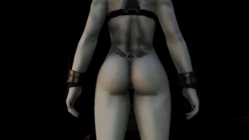 1girls ass back back_muscles back_view female female_only final_fantasy final_fantasy_xiv gpose(ffxiv) jcj oc queen_of_spades request roegadyn solo tagme tattoo thighs