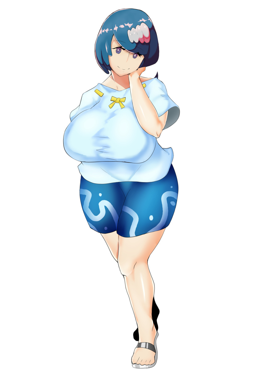 1girls absurd_res absurdres amakusa_gorilla big_breasts blue_eyes blue_hair breasts clothes creatures_(company) female female_focus female_only game_freak hair_ornament hi_res high_resolution highres human lana's_mother_(pokemon) mature mature_female milf mob_face nintendo pokemon pokemon_(anime) pokemon_sm shirt skirt solo thick_thighs tied_hair voluptuous wide_hips