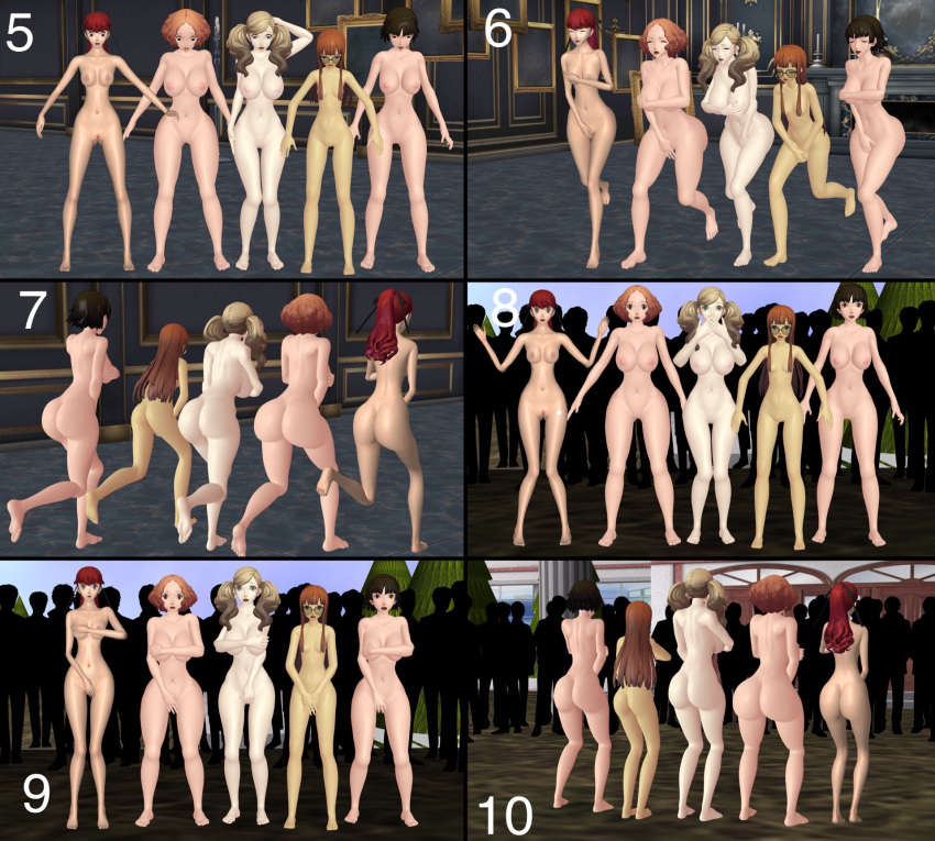 3d 5girls ann_takamaki big_ass big_breasts blonde_hair brown_hair defeated defeated_heroine defeated_heroines embarrassed embarrassed_nude_exposure embarrassed_nude_female enf enf-persona-fan feet female female_only haru_okumura kasumi_yoshizawa light_brown_hair makoto_niijima megami_tensei orange_hair persona persona_5 persona_5_royal public_nudity red_hair running_away sae_niijima sakura_futaba shocked shocked_expression streaking sumire_yoshizawa superheroine thick_thighs vodkammd