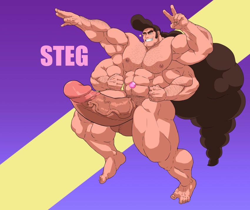 abs bara biceps boner erection hitenmaru hyper hyper_balls hyper_genitalia hyper_penis hyper_testicles male_only muscle muscles muscular muscular_arms muscular_legs muscular_male muscular_thighs nipples nude pecs solo solo_male steg_(steven_universe) steven_universe veins veiny_penis