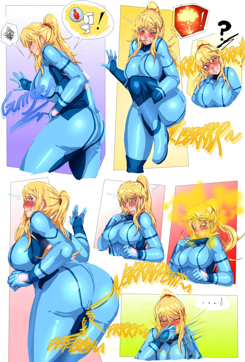 ! ... 1girls ? big_ass big_breasts big_butt blush disgusted embarrassed fanning fart fart_cloud fart_everywhere fart_fetish fart_trapped_in_clothing farting farts gassy holding_nose lazei leg_lift looking_back metroid nintendo samus_aran skin_tight smell smelly stinky stomach_gurgle stomach_noises super_smash_bros. text_bubble toilet yoshizilla zero_suit_samus