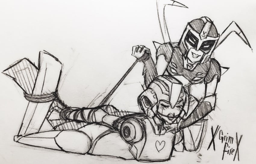 arcee blackarachnia bondage bound dominatrix gagged hogtie traditional_media_(artwork) transformers transformers_animated xgemfirex yuri