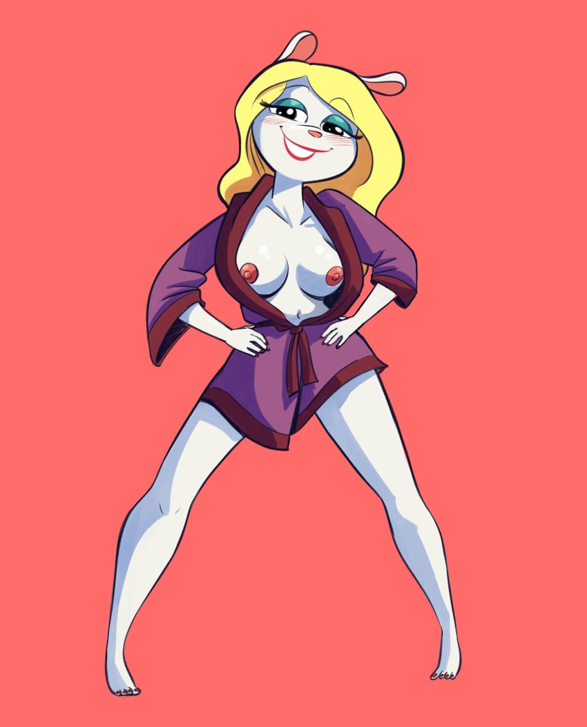 animaniacs anthro blonde_hair breasts female furry mammal minerva_mink mink robe selvaafterdark white_body