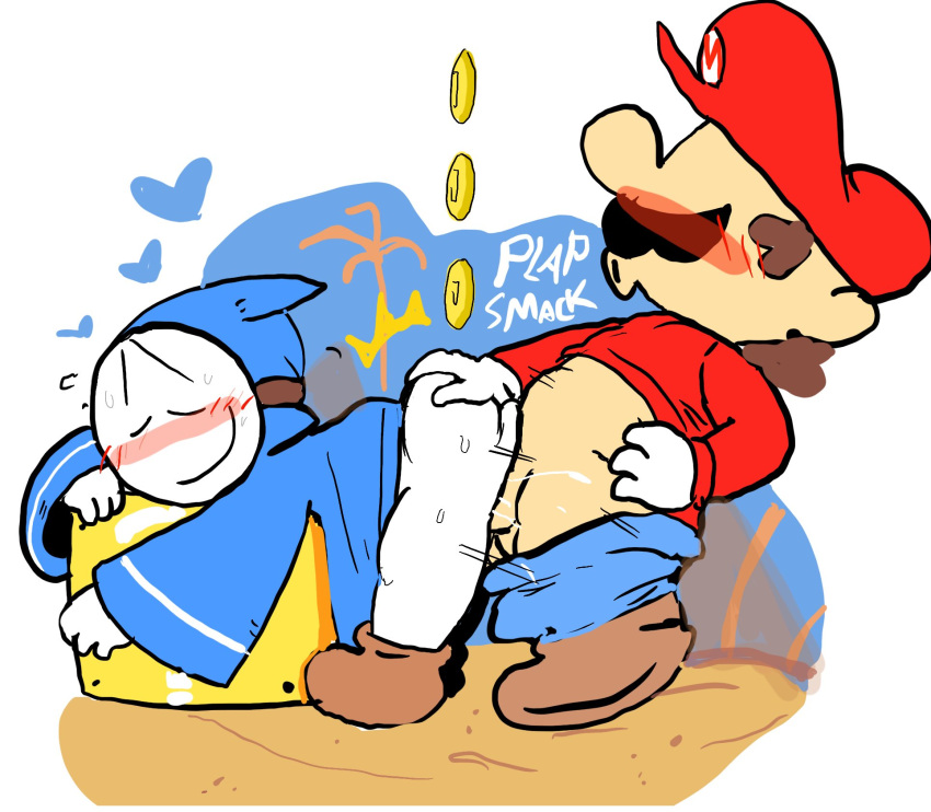 1boy 1girls ass_grab bandit_(mario) blush blushing_profusely clothing coin doggy_style female forbiddenchees8 leaning_forward male male_penetrating_female mario mario_(series) mask masked_female paper_mario penetration prostitution smug_grin