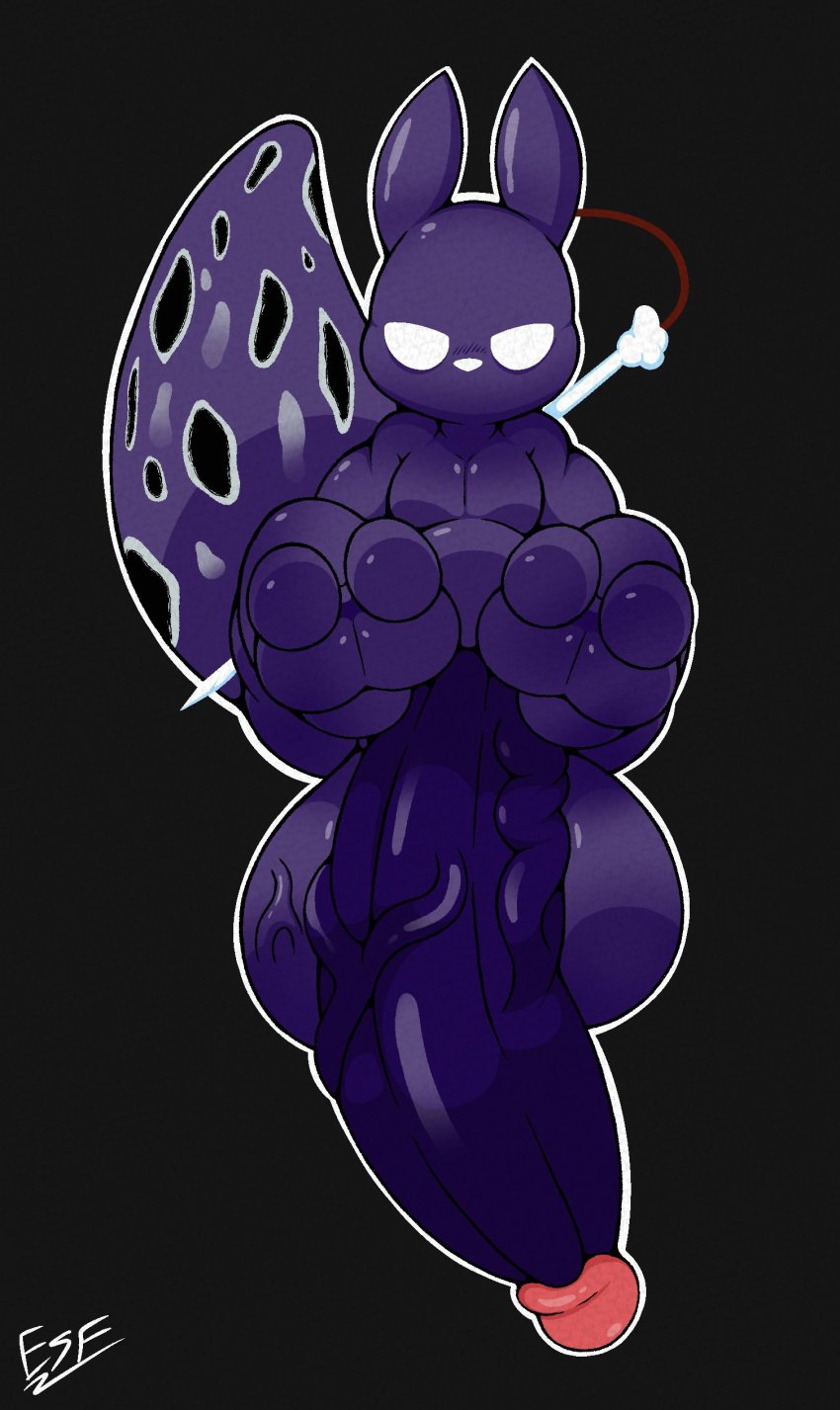 2_toes absurd_res anthro balls big_balls big_penis electricsnowfox feet feet_up genitals hi_res huge_balls huge_cock humanoid_genitalia humanoid_penis male male_only nude penis purple_body rain_world slugcat soles solo spearmaster_(rain_world) toes