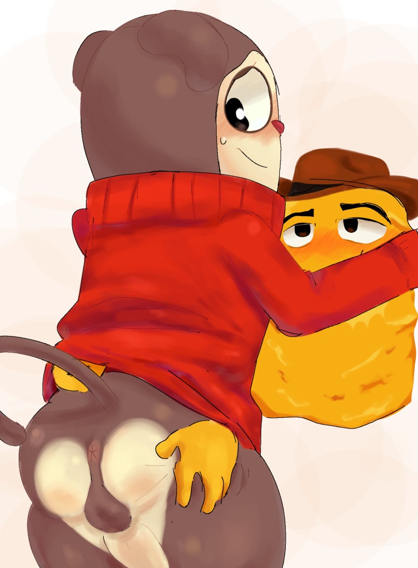 2boys big_thighs blushing_at_partner clodowall_19 clothed cowboy_hat floating_hands furry gegagedigedagedago grabbing_ass grabbing_from_behind hand_on_hip hands_on_ass looking_back max_(max_design_pro) max_design_pro nugget_(max_design_pro) only_male smiling_at_partner top_surgery_scars