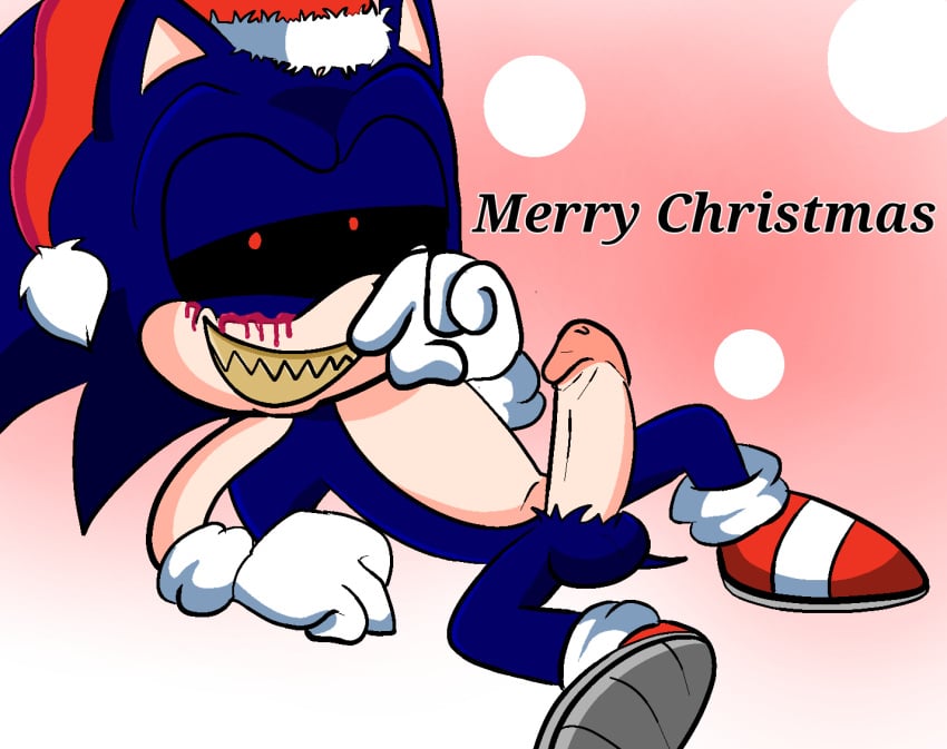 1boy ankifun big_penis blue_fur christmas classic_sonic classic_sonic.exe classic_sonic_(universe) demon demon_hedgehog english_text erection genitals gloves hedgehog humanoid_penis looking_at_viewer lying male male_only penis red_eyes simple_background small_but_hung smile solo solo_focus solo_male sonic.exe sonic.exe_(character) sonic.exe_(series) sonic_(series) sonic_the_hedgehog sonic_the_hedgehog_(series) spread_legs teeth testicles