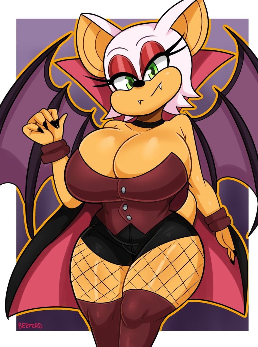 big_breasts bmayneart fishnets green_eyes rouge_the_bat sonic_(series) tagme thick_thighs wings