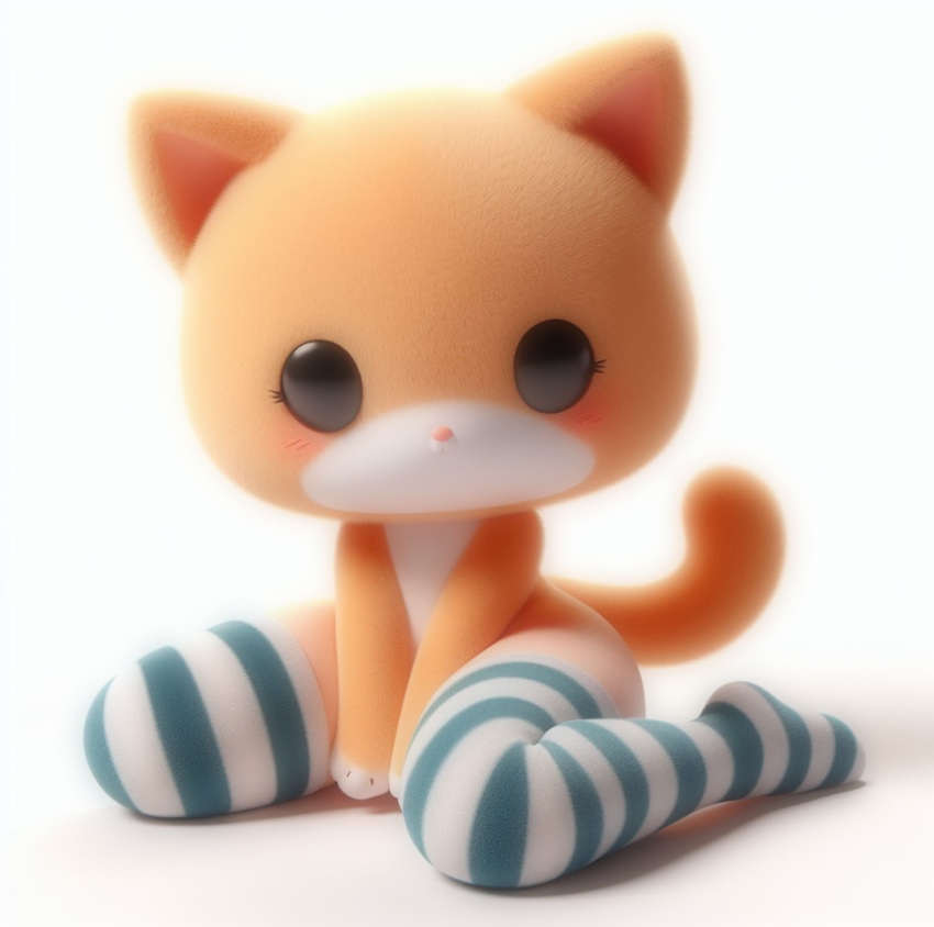 anthro blush blush blush_lines cute eyelashes feline furry furry_cat orange_fur solo thighhighs white_fur