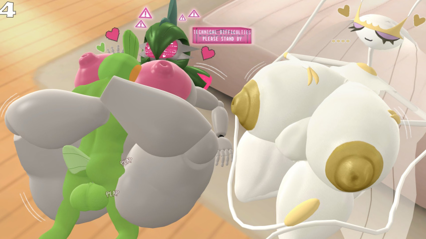 2girls 3d 3d_(artwork) ass_bigger_than_head big_ass big_breasts big_penis breasts_bigger_than_head casual casual_nudity cum dra111_(artist) dragon316 female gardevoir huge_ass huge_breasts iron_valiant mega_swampert missionary_position nintendo nude penetration penis pheromosa pokémon pokémon_(species) pokemon pokemon_(species) robot robot_girl sex