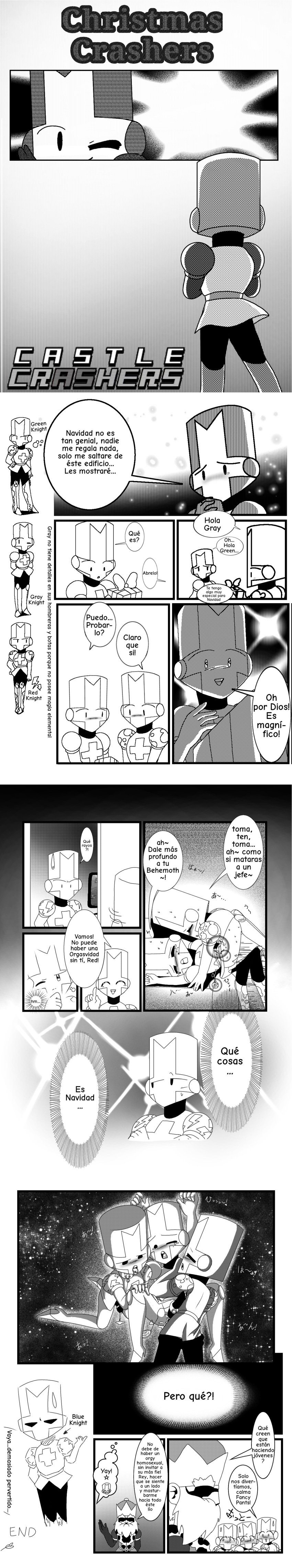 castle_crashers green_knight grey_knight_(castle_crashers) indoors inspired_by male male_only manga newgrounds notkoko parody red_knight_(castle_crashers) trio vibrator