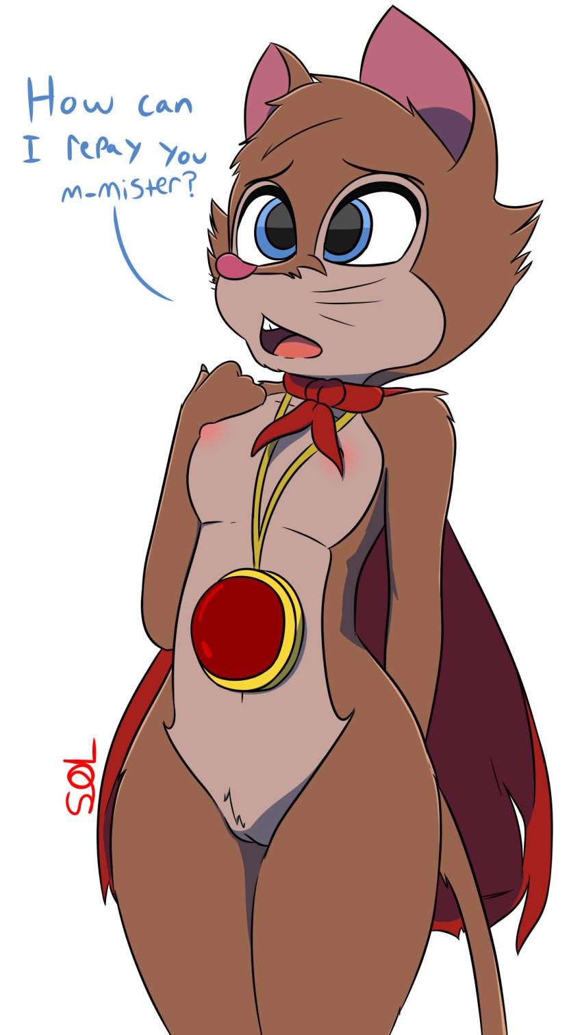 anthro asking breasts_out dialogue female female_focus flat_chest milf mrs._brisby nude nude_female pussy secret_of_nimh stuttering talking_to_another