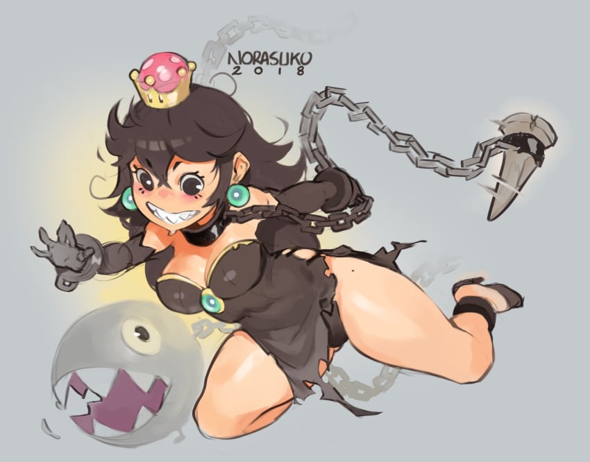 breasts chain_chomp chains chompette mario_(series) new_super_mario_bros._u_deluxe norasuko sharp_teeth super_mario_bros. thick_thighs