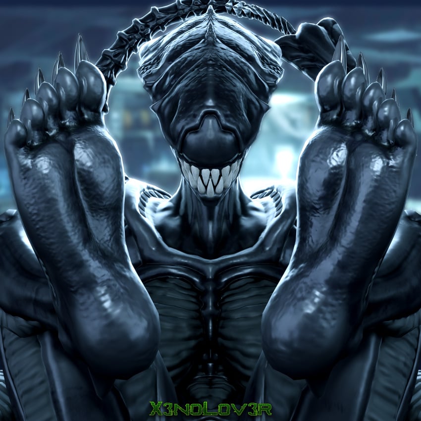 1girls 3d alien alien_(franchise) alien_girl big_breasts black_body breasts excella feet female female_focus female_only female_xenomorph fetish foot_fetish large_breasts legs legs_up monster monster_girl no_eyes no_humans oc original_character sharp_teeth sharp_toenails solo solo_female solo_focus tail teeth thekidxeno thick thick_thighs thighs toenails toes watermark xenomorph