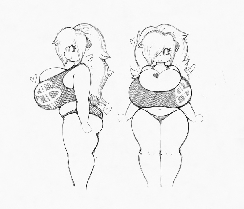 anthro big_breasts breast_squeeze character_sheet female front_view furry giant_panda huge_breasts luna_paws overflowing_breasts panda side_view sketch smutbunny tagme tight_clothing