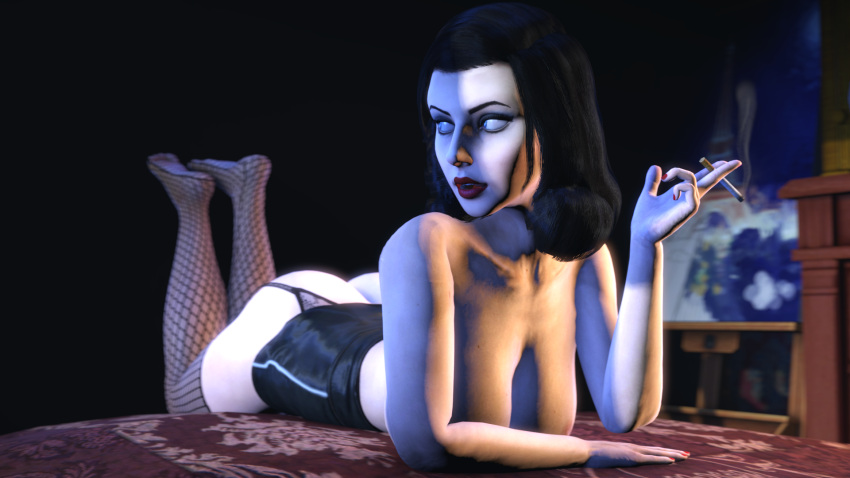 3d ass big_breasts bioshock bioshock_infinite blue_eyes breasts bubble_butt busty elizabeth_comstock female female_focus female_only fishnet_stockings hourglass_figure pose posing solo tagme vicioussfm wide_hips