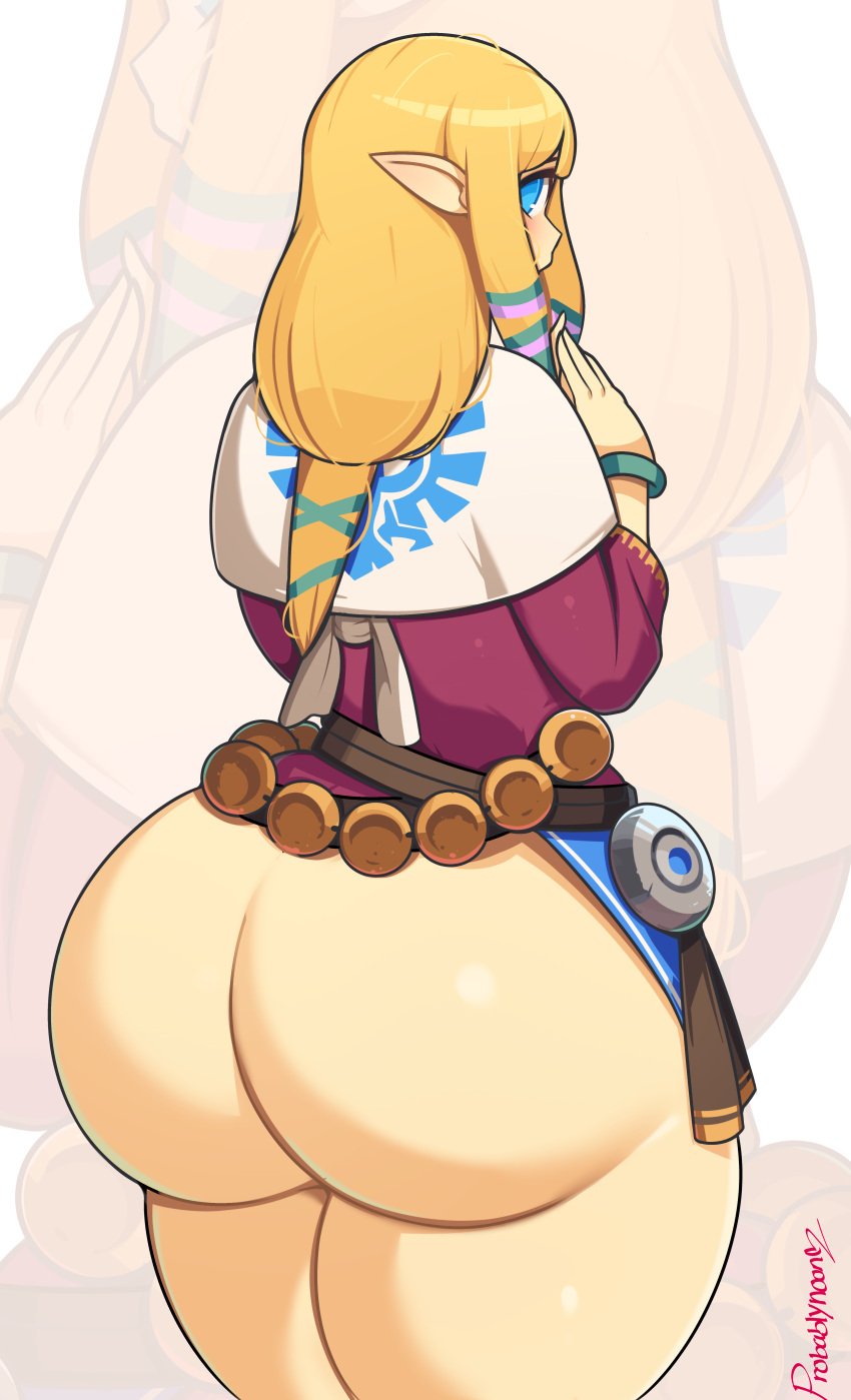 1girls 2021 ass ass_focus big_ass big_butt bimbo blonde_hair blue_eyes bottomless bracelet bubble_ass bubble_butt butt_crack caked_up cheesecake dress dumptruck_butt fat_ass fat_butt female fully_clothed huge_ass hylian large_ass looking_back nintendo pale-skinned_female pantylines plump plump_ass pointed_ears pointy_ears ponytail princess_zelda probablynoon simple_background skyward_sword the_legend_of_zelda thick thick_ass tight_fit wide_hips zelda_(skyward_sword)