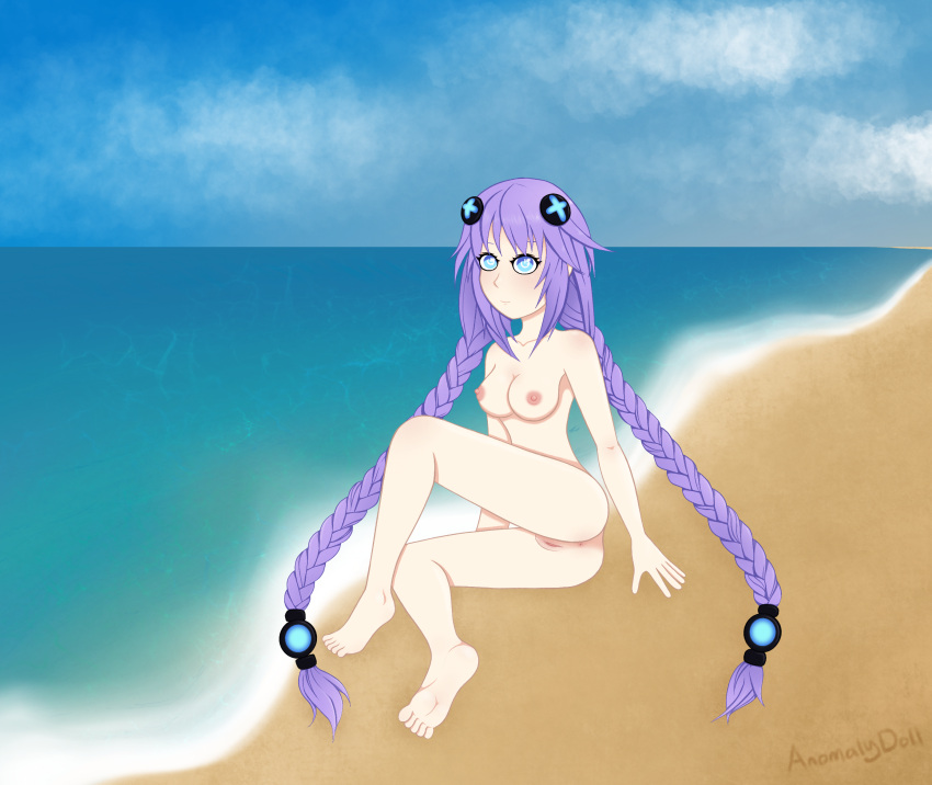 1girls anomlydoll anus areolae artist_name beach blue_eyes braids breasts casual_nudity color completely_nude cpu_(neptunia) d-pad d-pad_hair_ornament feet female female_only foot_fetish goddess hair_ornament long_hair medium_breasts naked neptune_(neptunia) neptunia_(series) nipples nose nude nude_female outdoors power_symbol-shaped_pupils purple_hair purple_heart_(neptunia) pussy simple_background soles solo toes twin_braids very_long_hair video_games white_skin