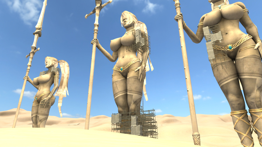 3d 3d_(artwork) 3girls bustmaster cg desert egypt egyptian giantess large_ass large_breasts sand scaffolding source_filmmaker statue tagme thick_thighs