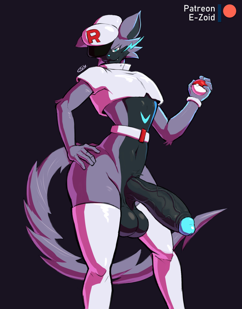 1boy 1male 2021 anthro anthrofied ass big_penis bottomless e-zoid femboy girly half-dressed half-erect half_naked hi_res high_resolution highres huge_cock humanoid humanoid_penis long_penis male male_only no_humans pokémon_(species) pokemon sissy trap