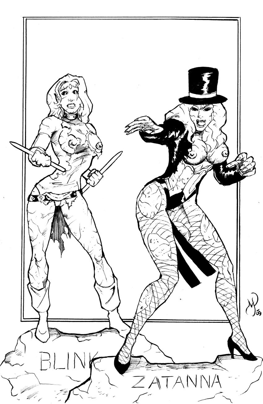 blink_(x-men) clarice_ferguson crossover dc exiles marvel michael_powell monochrome nipples petrification pussy straight_hair tagme tailcoat zatanna