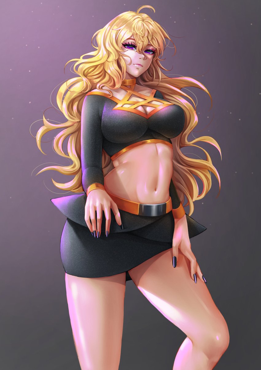 1girls blonde_hair breasts legs liilica midriff rwby yang_xiao_long