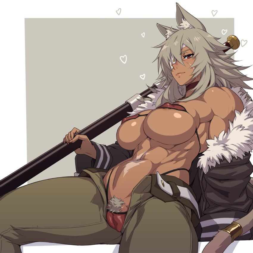 1girls 2d abs animal_ears bare_shoulders belly belly_button big_breasts black_panties boobs breasts brown_skin cameltoe cat_ears cat_tail catgirl dark-skinned_female dark_skin digital_drawing_(artwork) erect_nipples erect_nipples_under_clothes eye_patch female female_only ghislaine_dedoldia grey_hair hairy_pussy highleg_panties highres hips holding_sword holding_weapon huge_breasts large_breasts legs legs_apart midriff mikoyan muscles muscular muscular_female mushoku_tensei navel panties perky_breasts plump_labia pubic_hair puffy_pussy pussy pussy_hair pussy_peek ribs scar shoulders sitting solo spread_legs stomach thick_thighs thighs tits underboob unzipped unzipped_pants vagina waist weapon