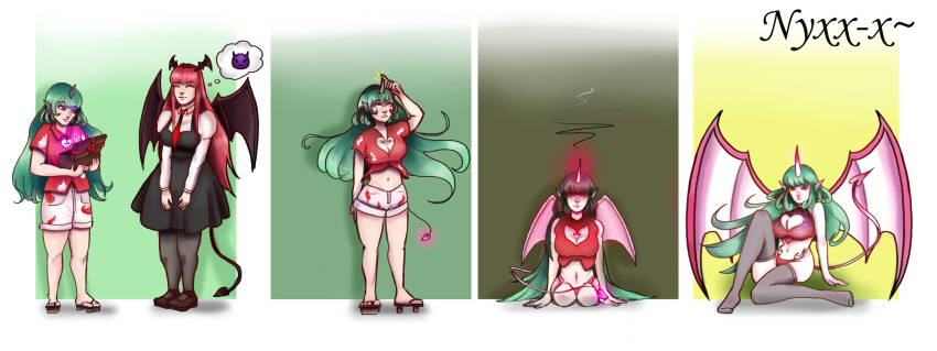 ass_expansion aunn_komano brainwashing breast_expansion corruption female head_wings hypnosis identity_death koakuma komainu nyxx-x succubus touhou transformation transformation_sequence